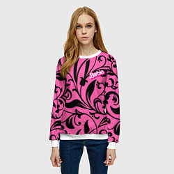 Свитшот женский Barbie - floral pattern, цвет: 3D-белый — фото 2