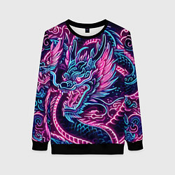 Свитшот женский Neon Japanese dragon - irezumi, цвет: 3D-черный