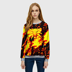 Свитшот женский Ведьмак огненное лого, цвет: 3D-меланж — фото 2