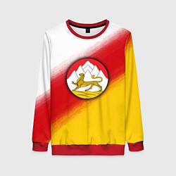 Свитшот женский Герб Осетии на фоне, цвет: 3D-красный