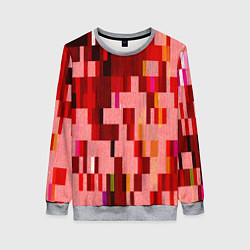 Свитшот женский Красный глитч, цвет: 3D-меланж