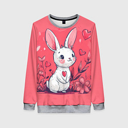 Женский свитшот Зайчик с цветочками и сердечками