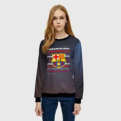 Свитшот женский Логотип футбольный клуб Барселона, цвет: 3D-черный — фото 2