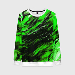 Свитшот женский Чёрная и зелёная буря, цвет: 3D-белый