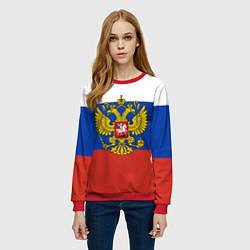 Свитшот женский Флаг России с гербом, цвет: 3D-красный — фото 2