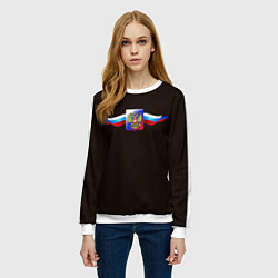 Свитшот женский Герб России с ленточками, цвет: 3D-белый — фото 2