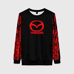 Свитшот женский Mazda краски красные штрихи, цвет: 3D-черный