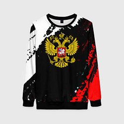 Свитшот женский Россия герб текстура краски, цвет: 3D-черный