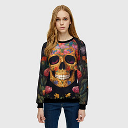 Свитшот женский Bright colors and skull, цвет: 3D-черный — фото 2