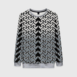 Свитшот женский Белые стрелки на чёрном фоне киберпанк, цвет: 3D-меланж