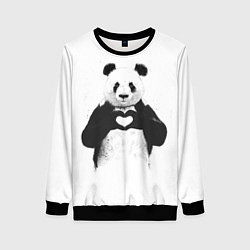 Свитшот женский Panda love, цвет: 3D-черный