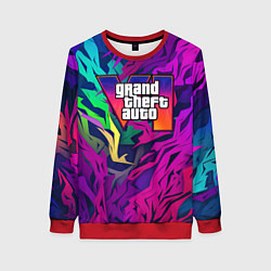 Свитшот женский Gta лого фиолетовый камуфляж, цвет: 3D-красный