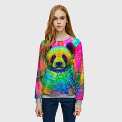 Свитшот женский Цветная панда, цвет: 3D-меланж — фото 2