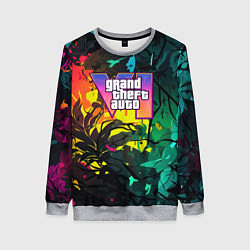 Женский свитшот GTA 6 logo абстрактные листья