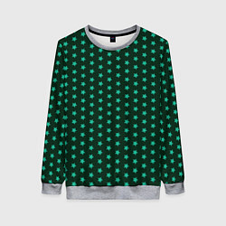 Свитшот женский Паттерн зеленые звездочки, цвет: 3D-меланж
