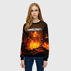 Свитшот женский Огненный minecraft логотип, цвет: 3D-черный — фото 2