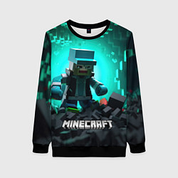 Свитшот женский Minecraft квадратный персонаж, цвет: 3D-черный