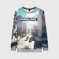 Свитшот женский Minecraft дневной город, цвет: 3D-меланж