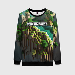 Свитшот женский Minecraft logo летняя карта, цвет: 3D-черный