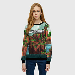 Свитшот женский Minecraft logo квадратный мир, цвет: 3D-черный — фото 2