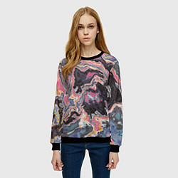 Свитшот женский Мраморный узор разноцветный, цвет: 3D-черный — фото 2