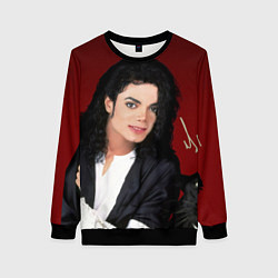 Свитшот женский Michael Jackson с пантерой и автографом, цвет: 3D-черный