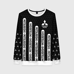 Свитшот женский Mitsubishi - black and white, цвет: 3D-белый