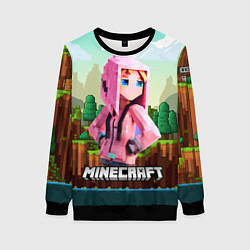 Свитшот женский Персонаж Minecraft девушка в пиксельном мире, цвет: 3D-черный