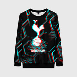 Женский свитшот Tottenham FC в стиле glitch на темном фоне