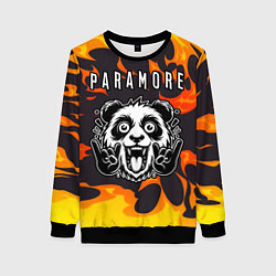 Женский свитшот Paramore рок панда и огонь