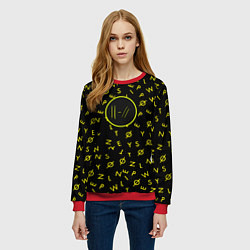 Свитшот женский Twenty one pilots pattern rock yellow, цвет: 3D-красный — фото 2