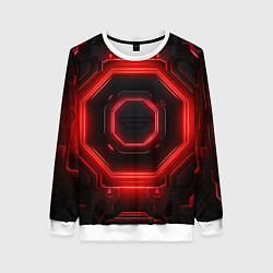 Свитшот женский Nvidia style black and red neon, цвет: 3D-белый