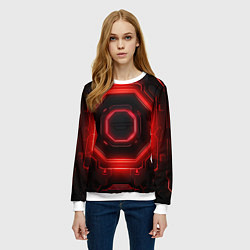 Свитшот женский Nvidia style black and red neon, цвет: 3D-белый — фото 2
