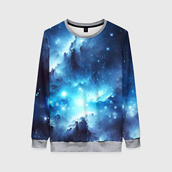 Свитшот женский Космический голубой пейзаж, цвет: 3D-меланж