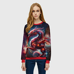 Свитшот женский Красный космический дракон, цвет: 3D-красный — фото 2