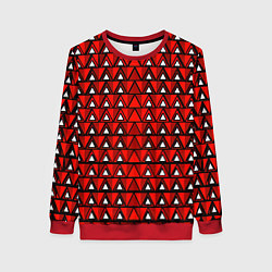Свитшот женский Узор из треугольников с чёрной обводкой красный, цвет: 3D-красный