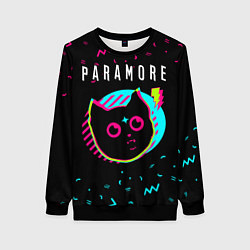 Свитшот женский Paramore - rock star cat, цвет: 3D-черный