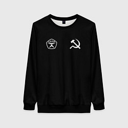 Женский свитшот СССР гост три полоски на черном фоне