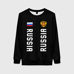 Свитшот женский Россия три полоски на черном фоне, цвет: 3D-черный