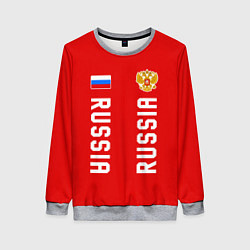 Женский свитшот Россия три полоски на красном фоне