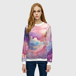 Свитшот женский Нежные сказочные облака, цвет: 3D-белый — фото 2
