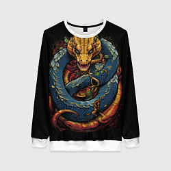 Женский свитшот Желто-синий дракон муай-тай