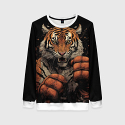 Женский свитшот Муай-Тай тигр в стойке боевые искусства
