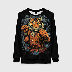 Женский свитшот Тигр в стойке тайский бокс