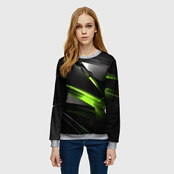Свитшот женский Зеленая абстрактная конструкция в стиле nvidia, цвет: 3D-меланж — фото 2