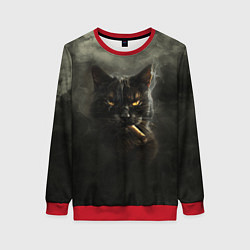Свитшот женский Кот - Бегемот, цвет: 3D-красный