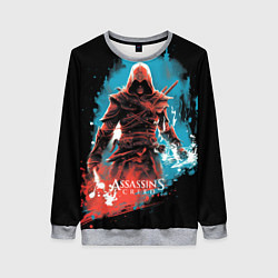 Свитшот женский Assassins creed фон абстрактный, цвет: 3D-меланж
