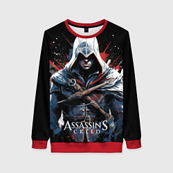 Свитшот женский Assassins creed мазки красок, цвет: 3D-красный