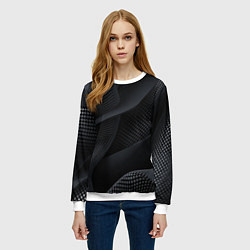 Свитшот женский Черная геометрическая материя, цвет: 3D-белый — фото 2