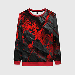 Женский свитшот Красные разломы черных камней